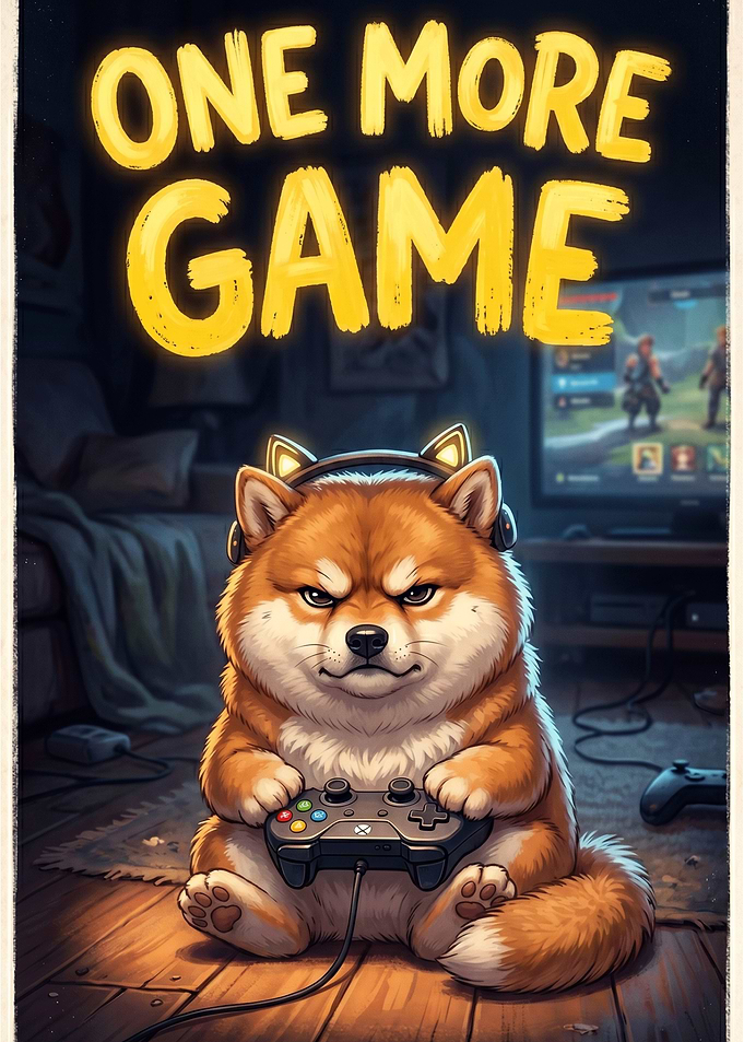 Shiba Inu Gamer 'One More Game'