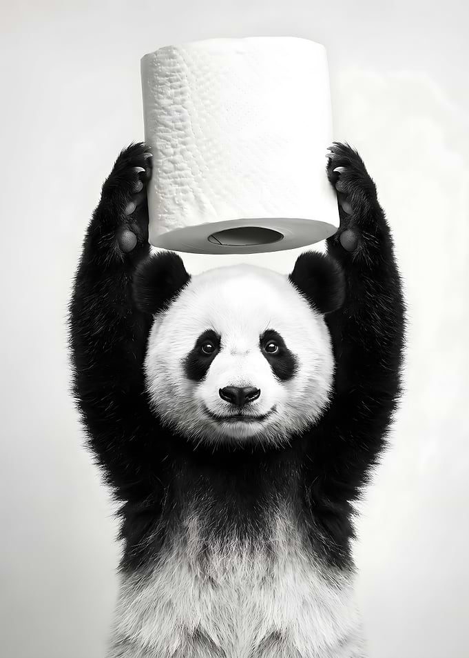Panda Holding Toilet Paper