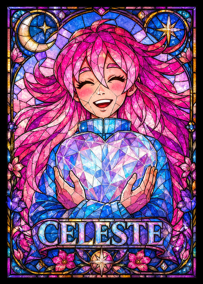 Celeste Stained Glass Anime Art