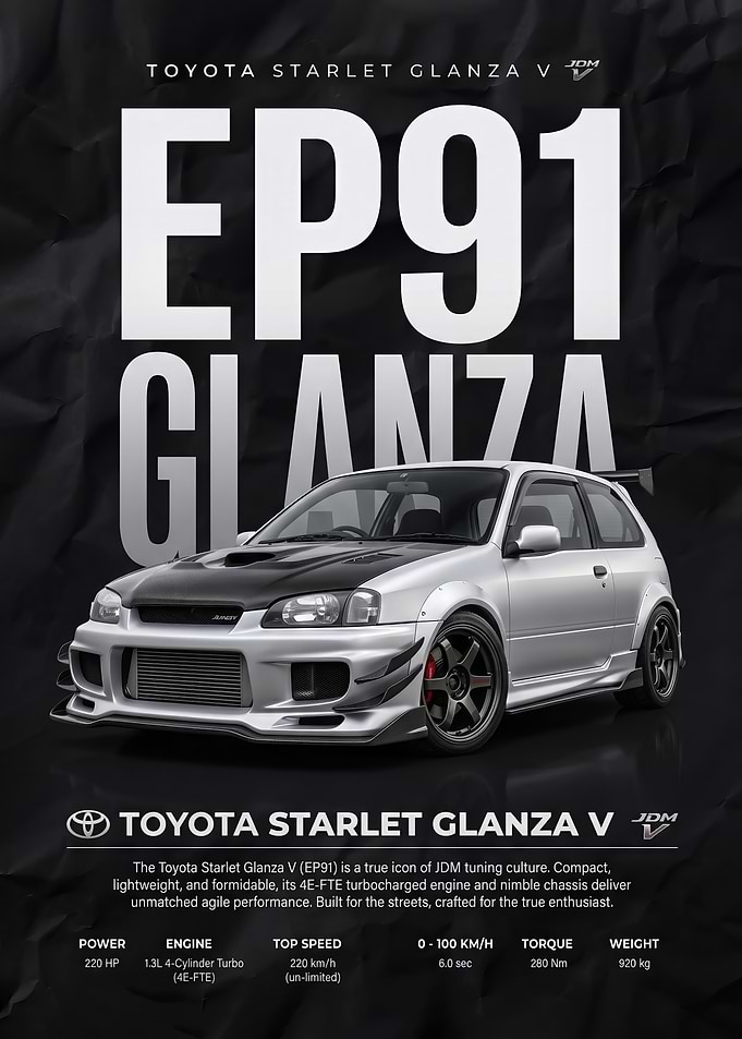 sport Toyota Starlet Glanza V car Poster