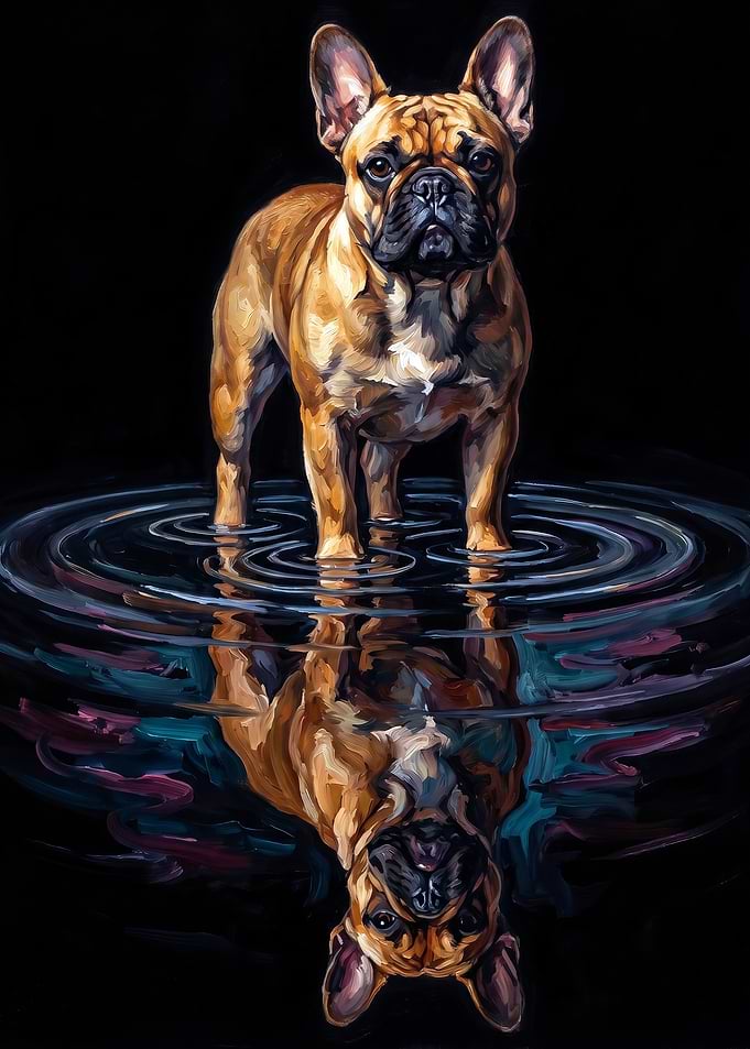 French Bulldog Reflection in Water