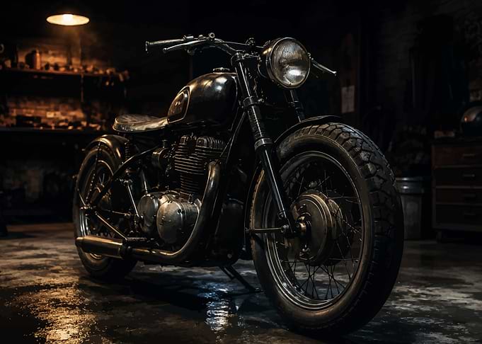 Vintage Motorcycle in a Workshop