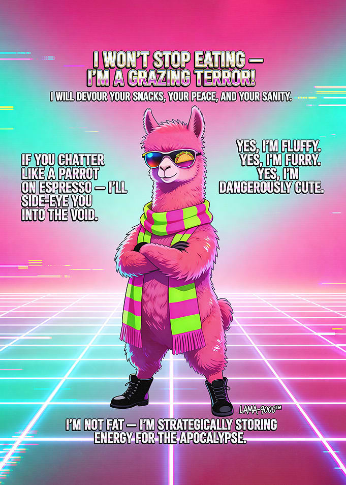 Pink Llama Retro Cyberpunk