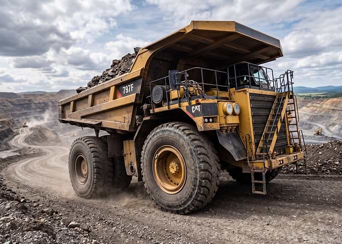 Massive mining truck in a quarry