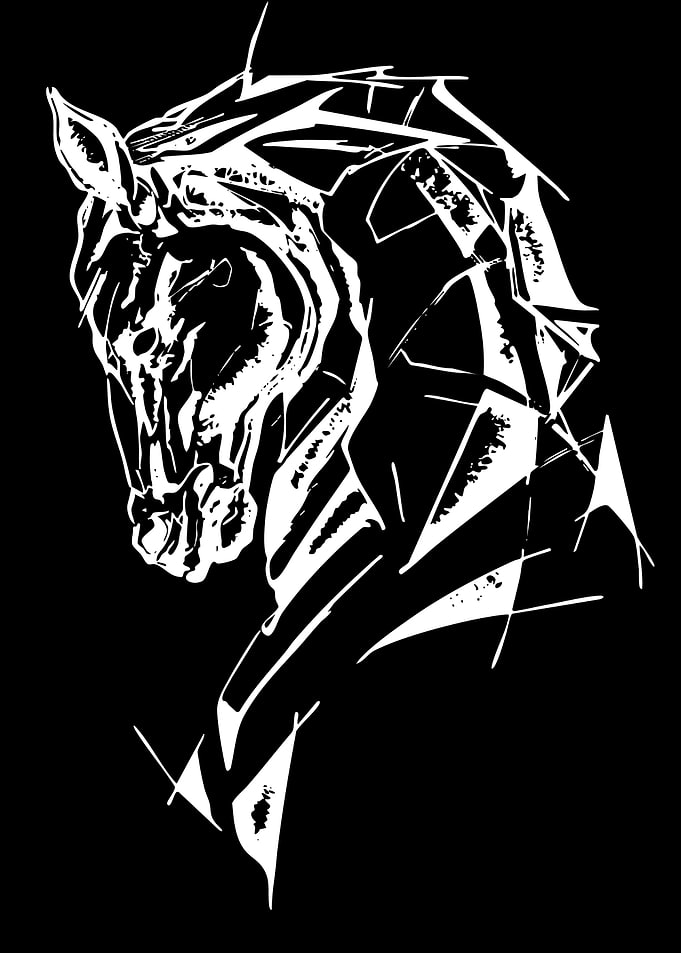 Abstract White Horse Head Silhouette