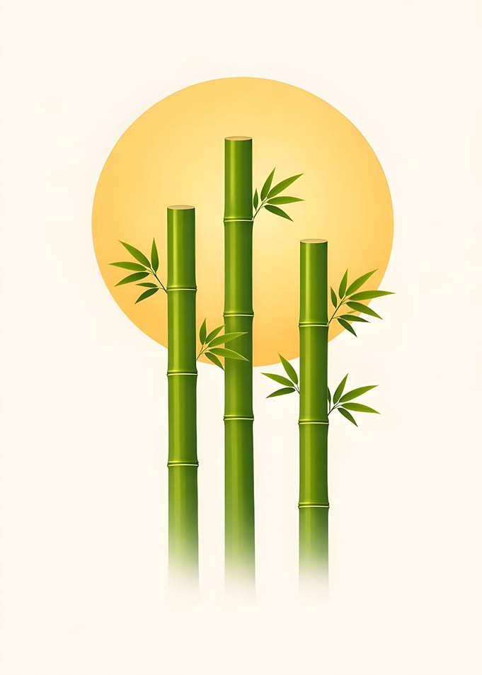Bamboo stalks against a warm golden sun