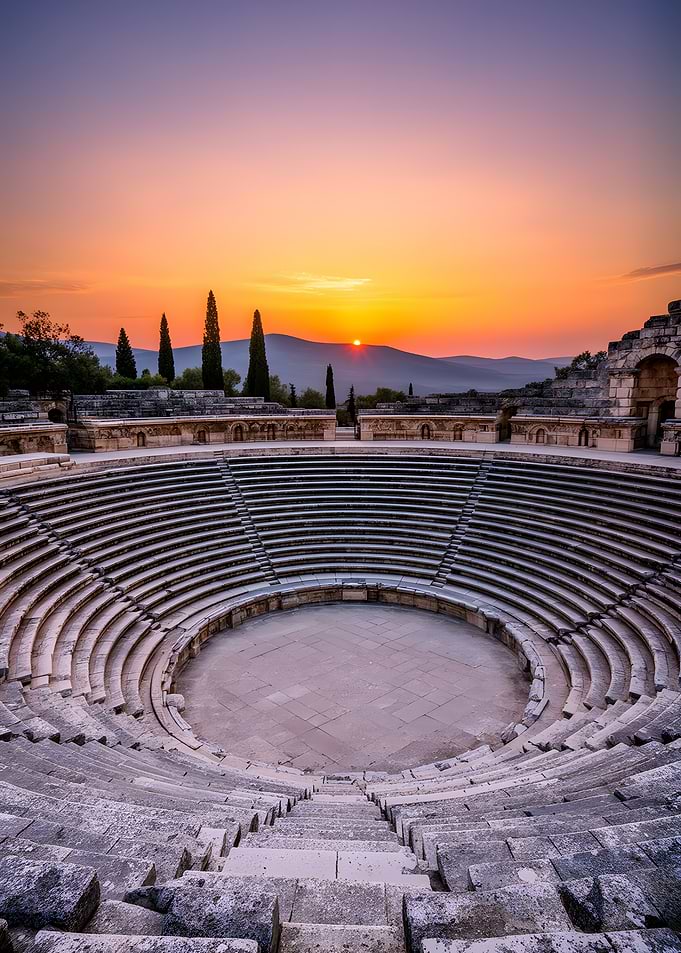 Ancient Amphitheater at Sunset