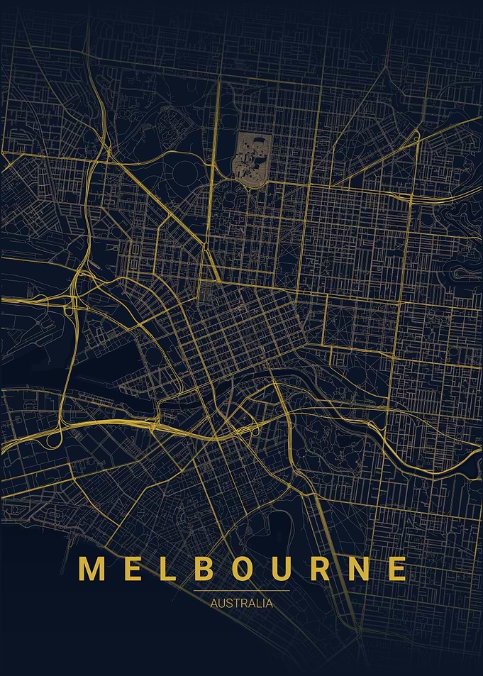 Melbourne Australia Map Art