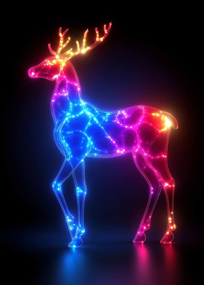 Neon Deer Light Sculpture