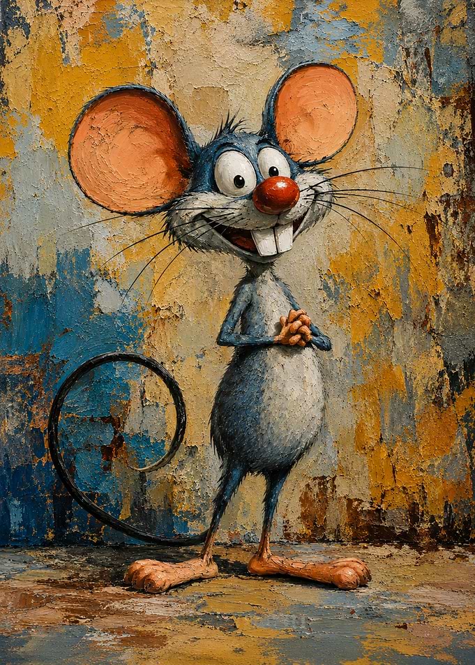 Cartoon Mouse with Big Ears