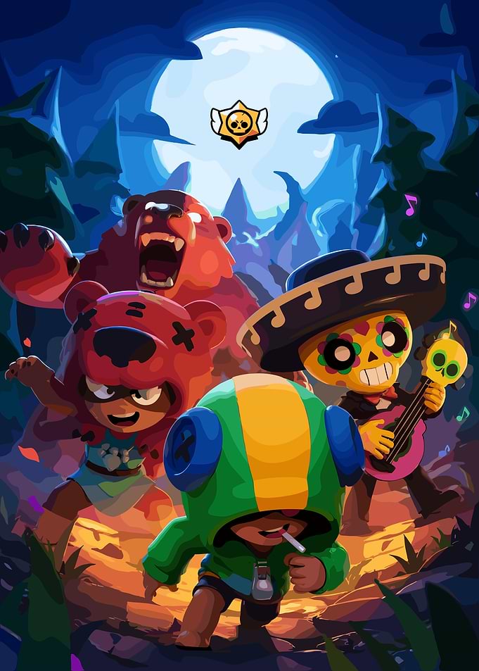Brawl Stars Characters in a Forest