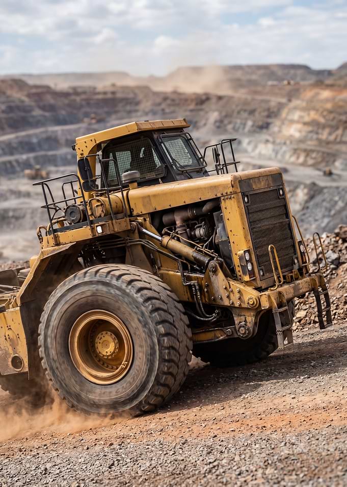 Yellow Mining Truck in Open Pit Mine