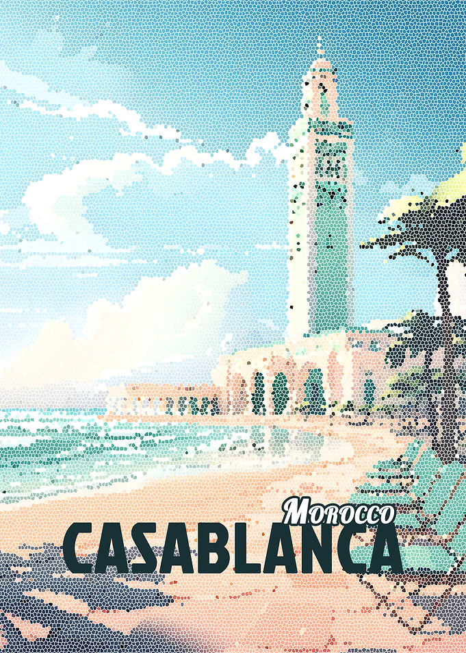 Casablanca Morocco Vintage Mosaic Poster