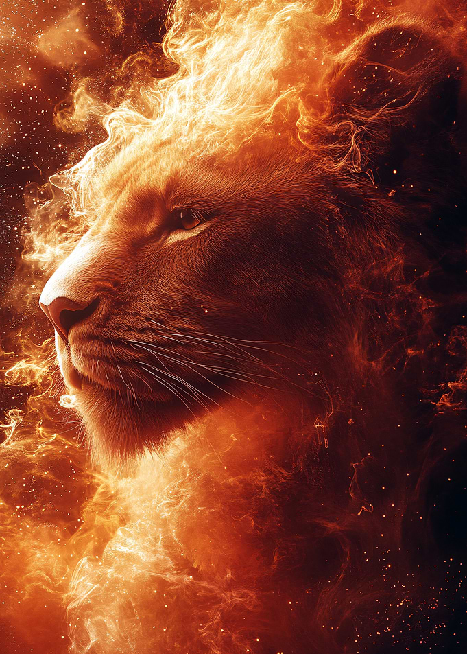 Lion made of fire