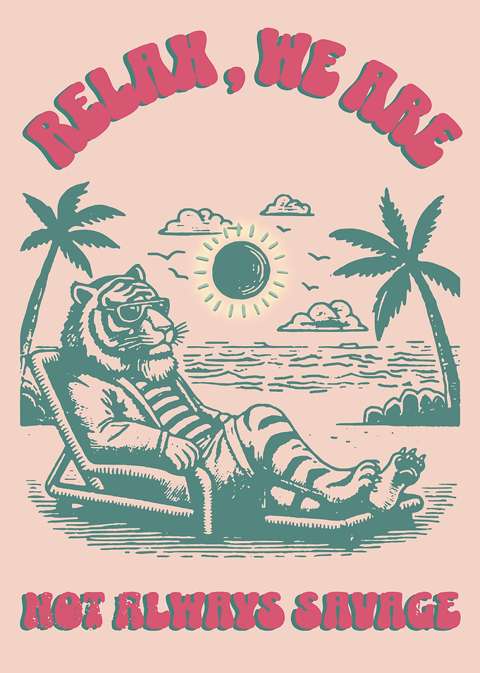 Tiger relaxing on beach