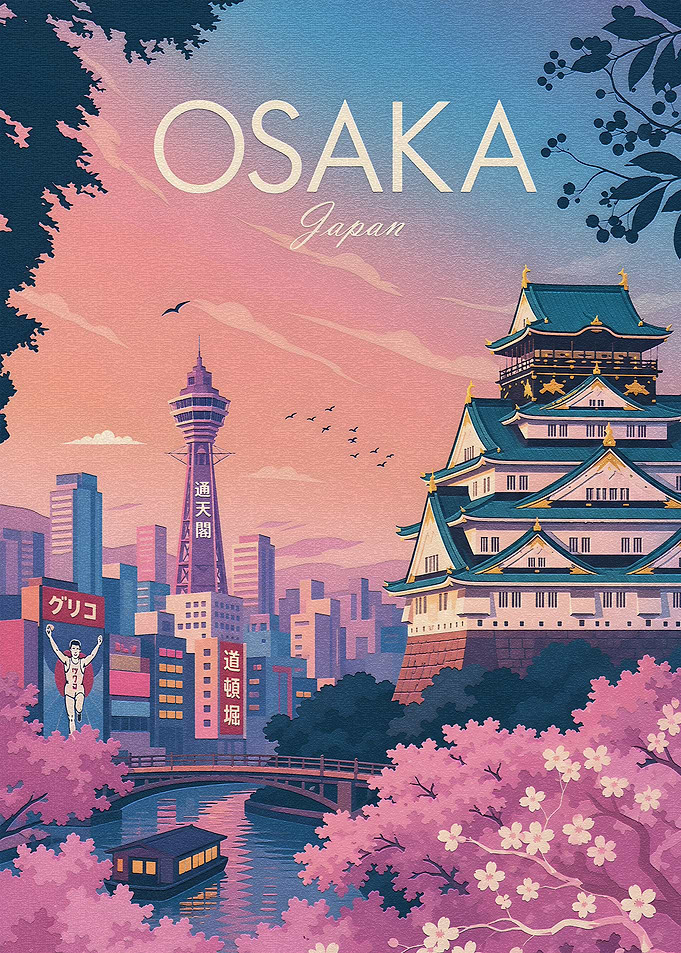 Osaka Cityscape with Castle and Tower