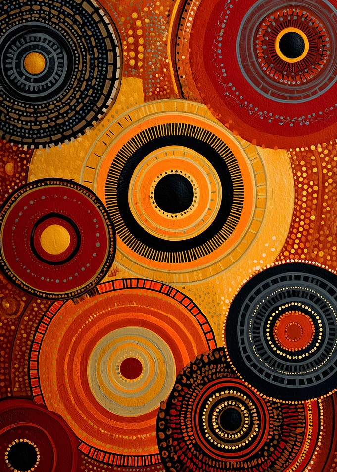 Aboriginal Inspired Abstract Circles in Warm Tones