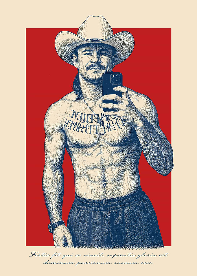 Cowboy taking a selfie