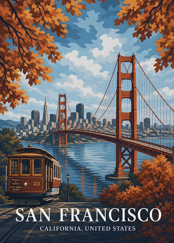 San Francisco Golden Gate Bridge Cable Car