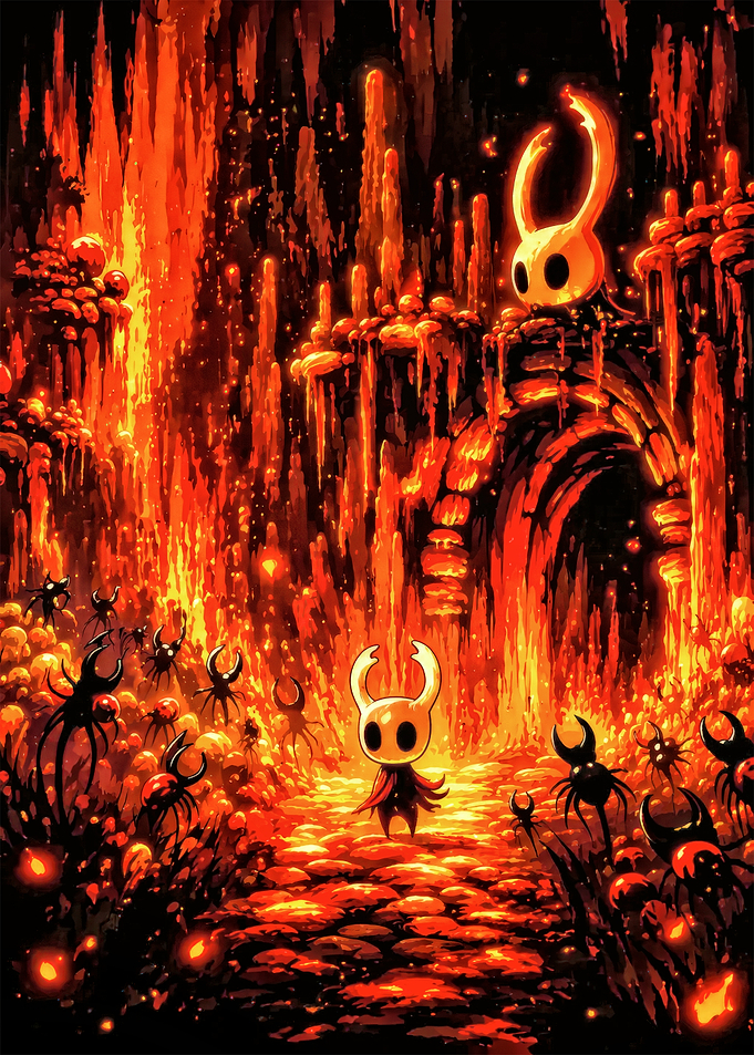 Hollow Knight Characters in Fiery Cave