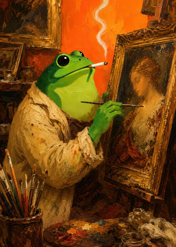 Frog Artist Painting Portrait