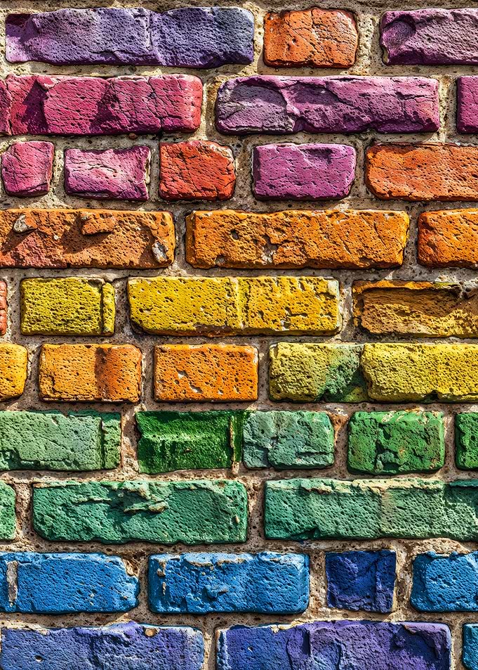 Colorful Rainbow Brick Wall Photography