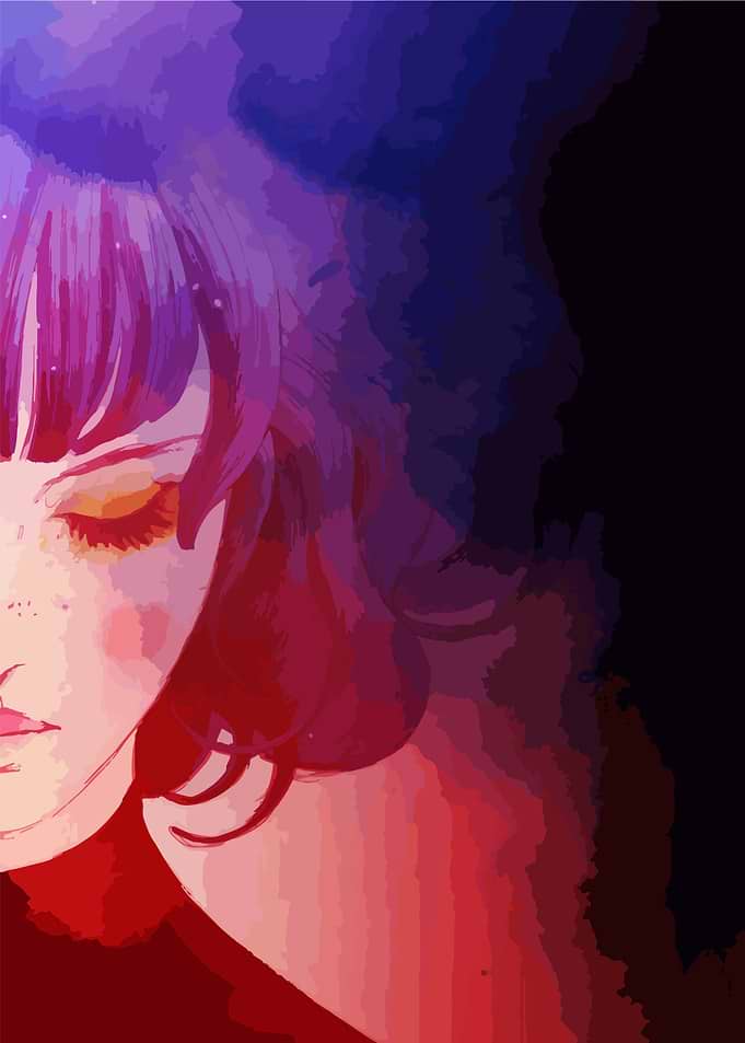 Anime Girl with Purple Hair