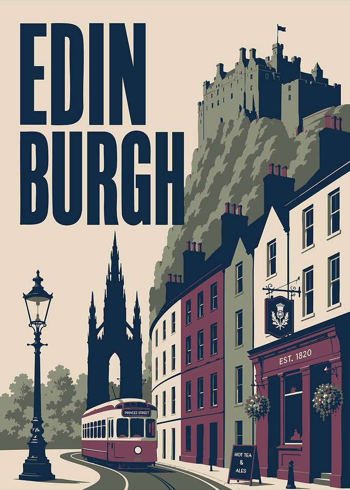 Edinburgh Scotland Travel Poster – Vintage City Wall Art