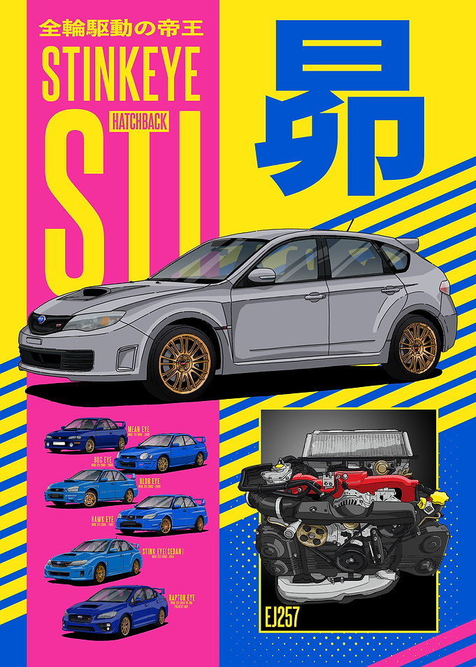 Subaru STI Stink Eye Hatchback Poster