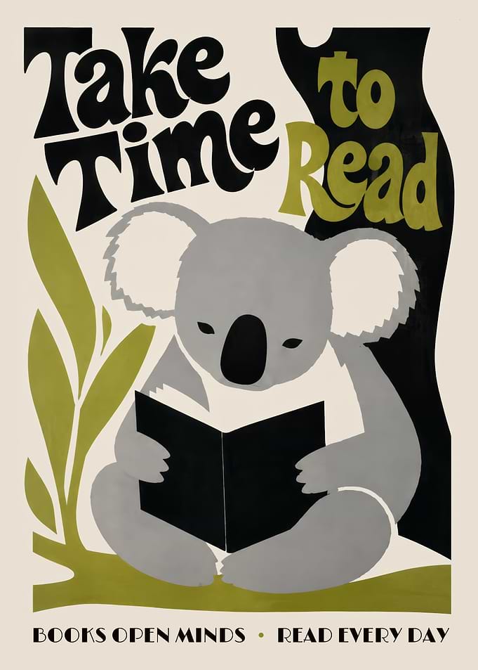 Koala Reading a Book