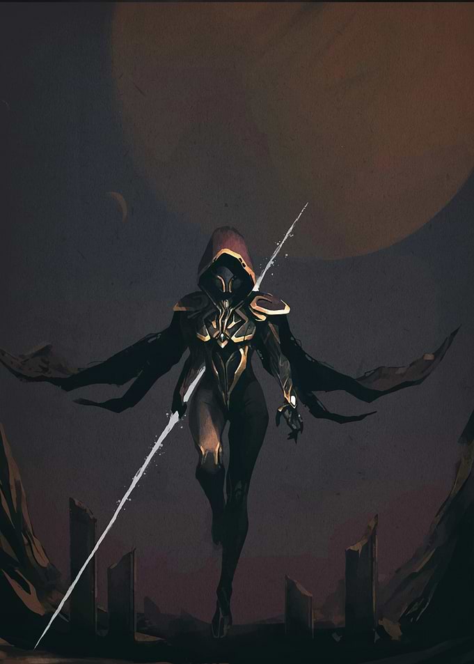 Sci-fi warrior with glowing staff