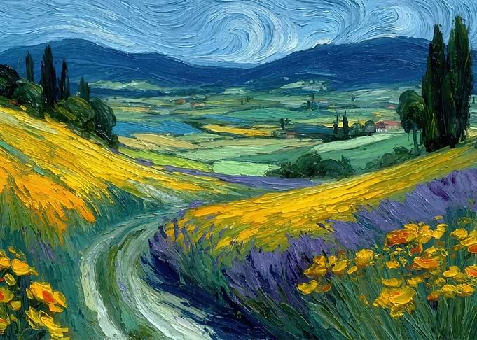 Impressionist Landscape of a Tuscan Field