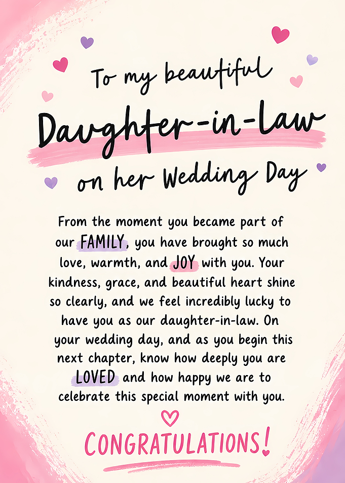 To My Daughter-in-Law on her Wedding Day