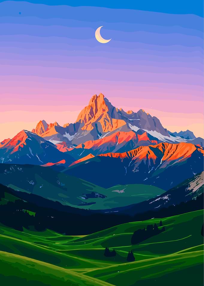 Majestic Mountain Landscape at Sunset