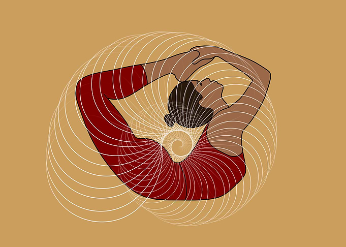 Yoga Bow Pose with Spiral Effect