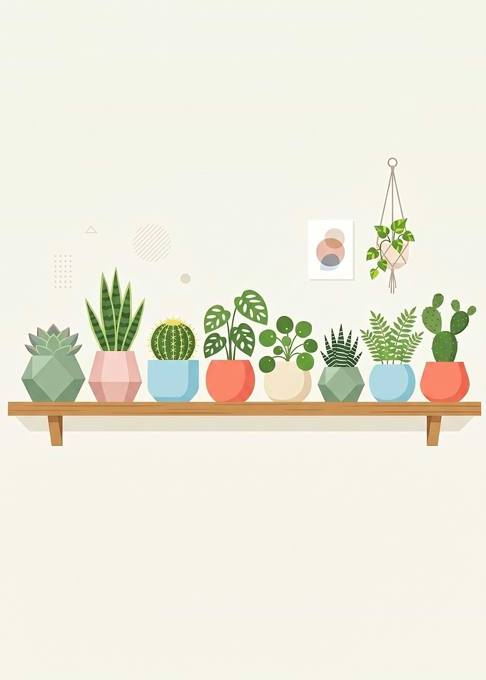 Potted Plants on a Shelf