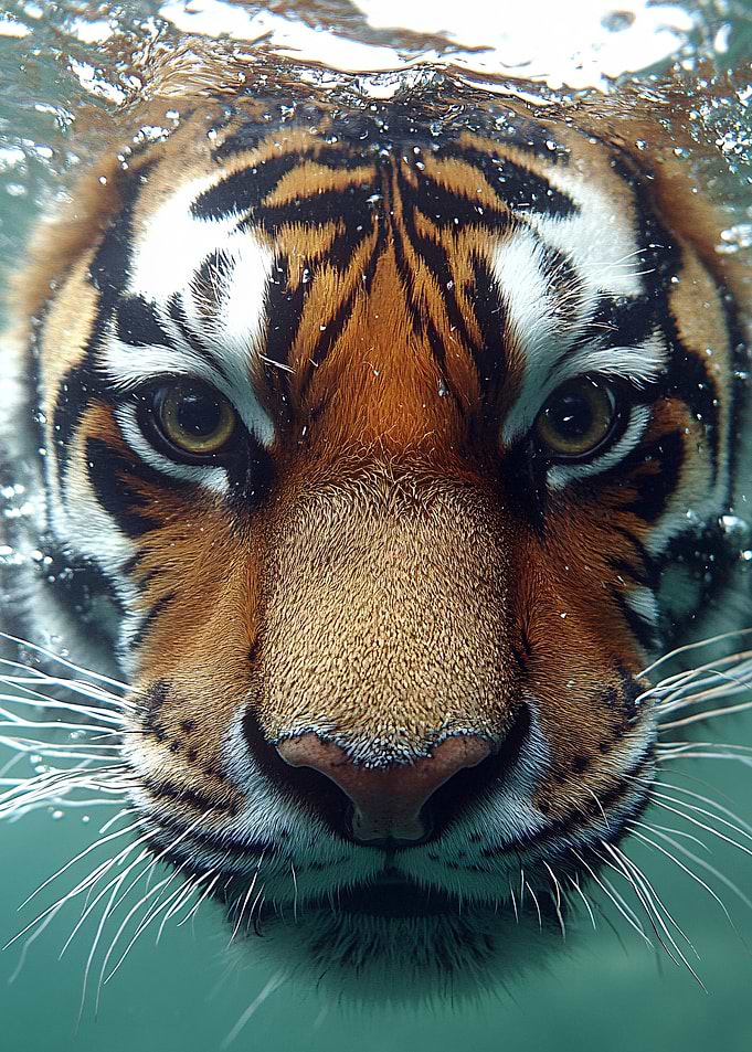 Tiger underwater close-up