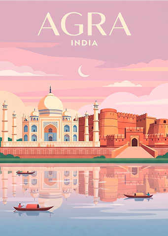 Agra India Taj Mahal Travel Poster
