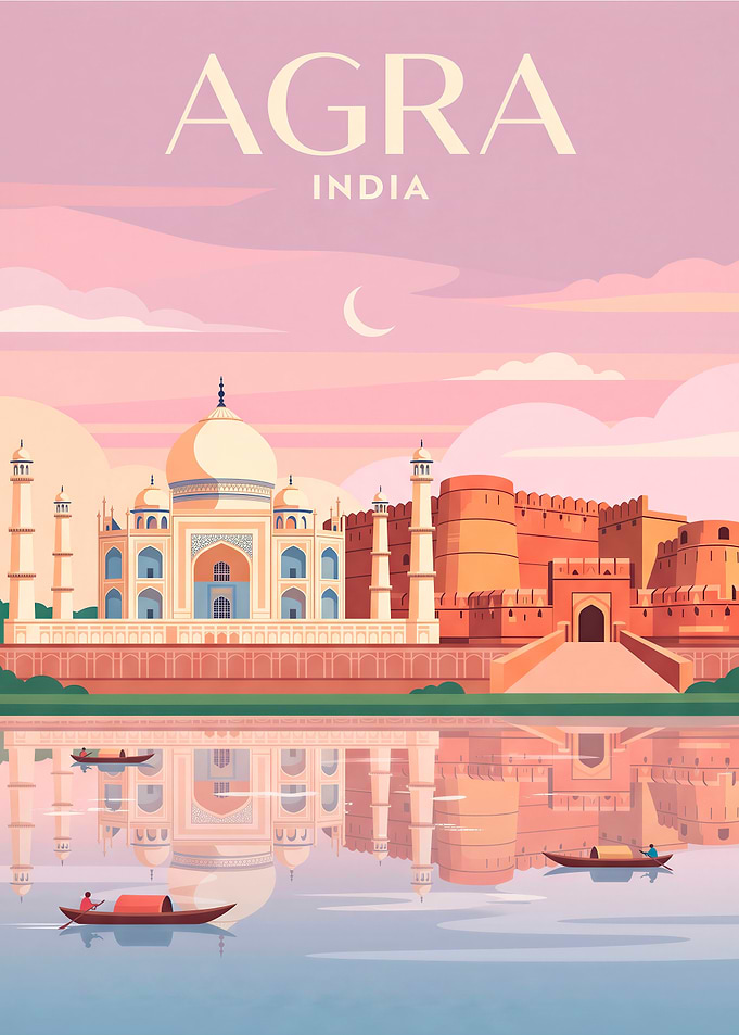 Agra India Taj Mahal Travel Poster
