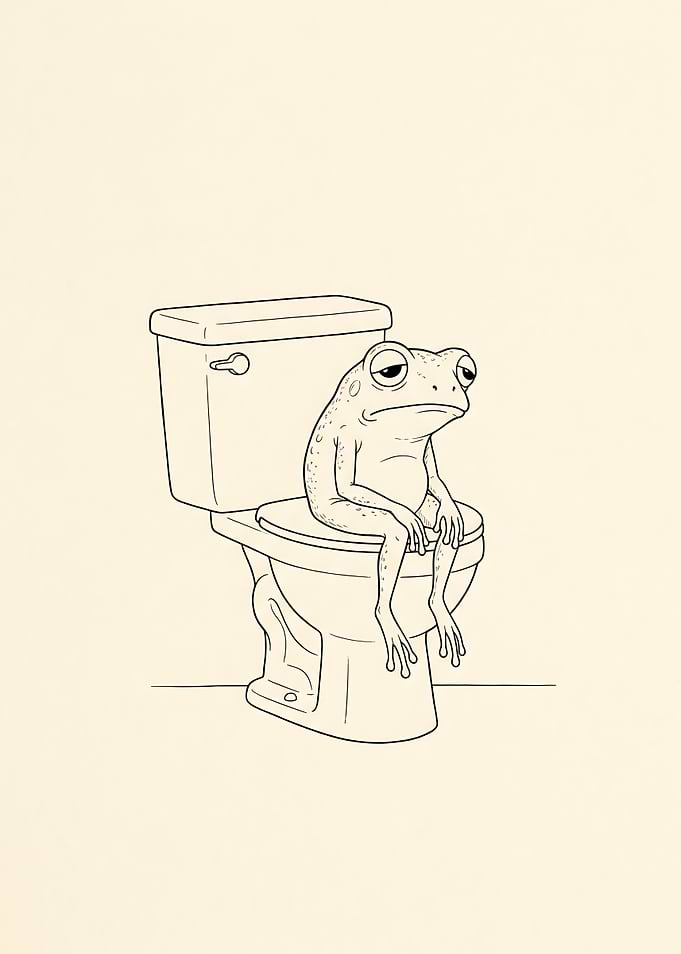 Frog Sitting on Toilet Vintage bathroom Desgin