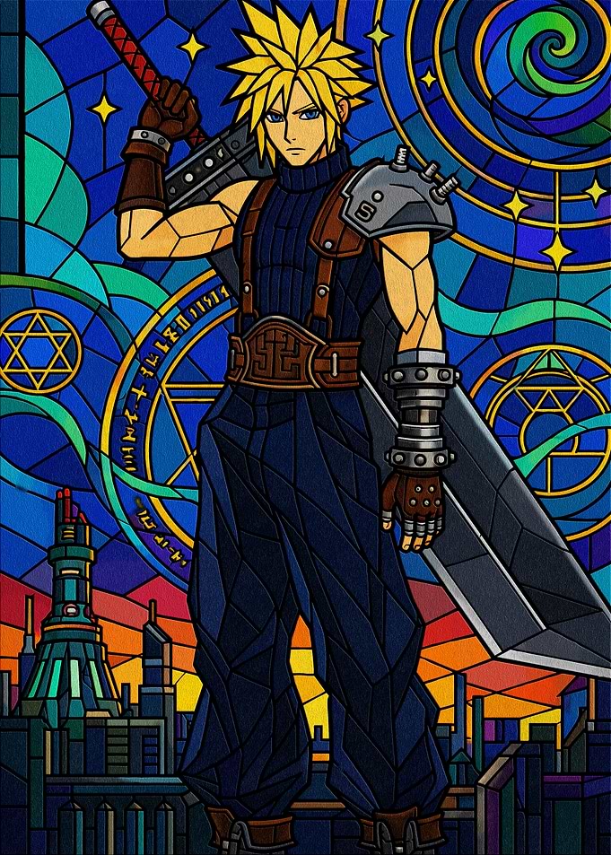 Cloud Strife Stained Glass Art