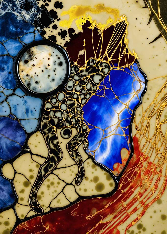 Organic Flow – Gold Fluid Abstract – Abstract Porcelain #150