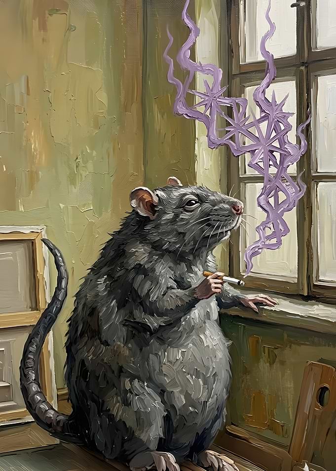 Rat Smoking by the Window