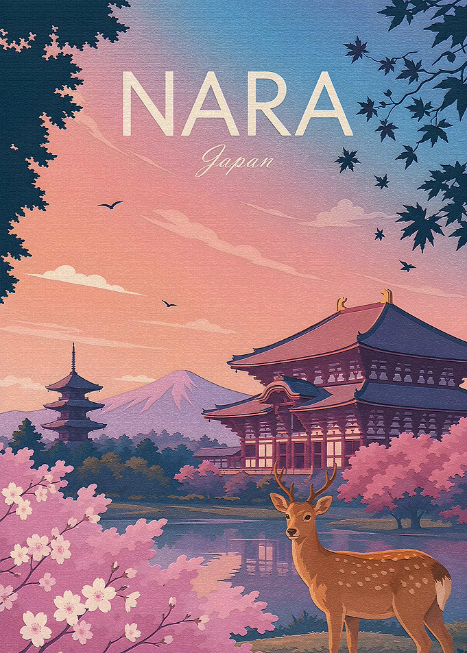 Nara Japan Travel Poster
