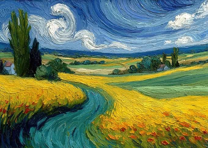 Van Gogh Style Landscape Painting