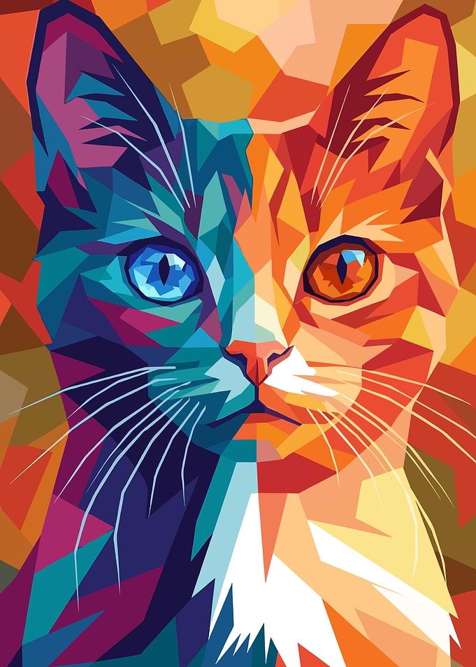 Colorful Geometric Cat Portrait