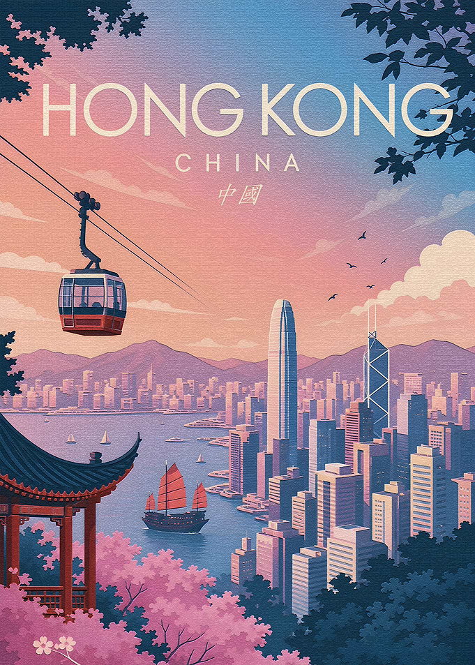 Hong Kong Skyline with Cable Car