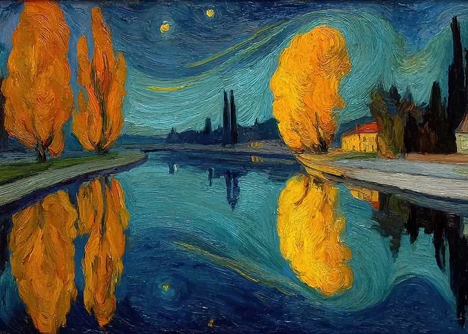Autumn Trees Reflected in Water