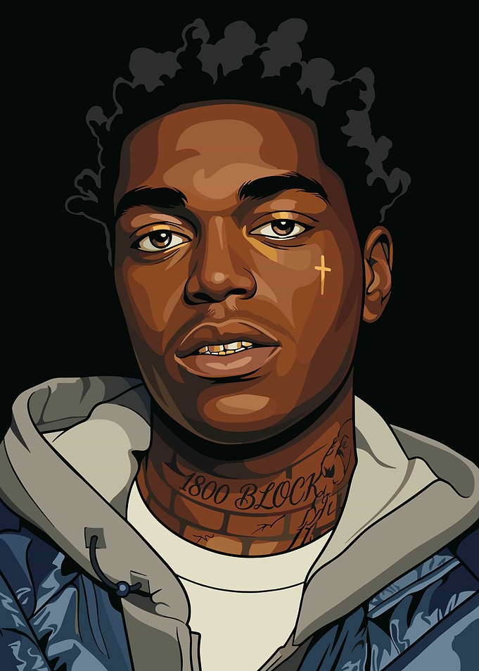 Portrait of a Kodak Black Vector Art
