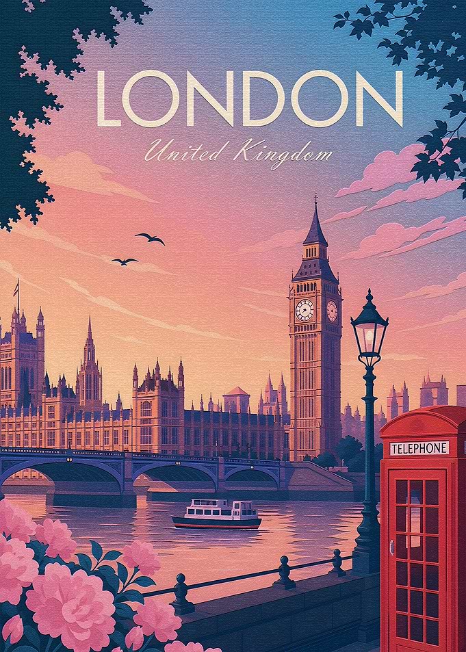 Vintage London Travel Poster